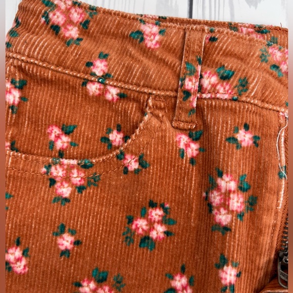 Art Class Girls  Rust Orange Floral Corduroy Skirt - Picture 7 of 7